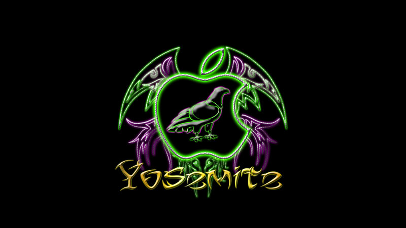 Neon Apple Logo with Bird