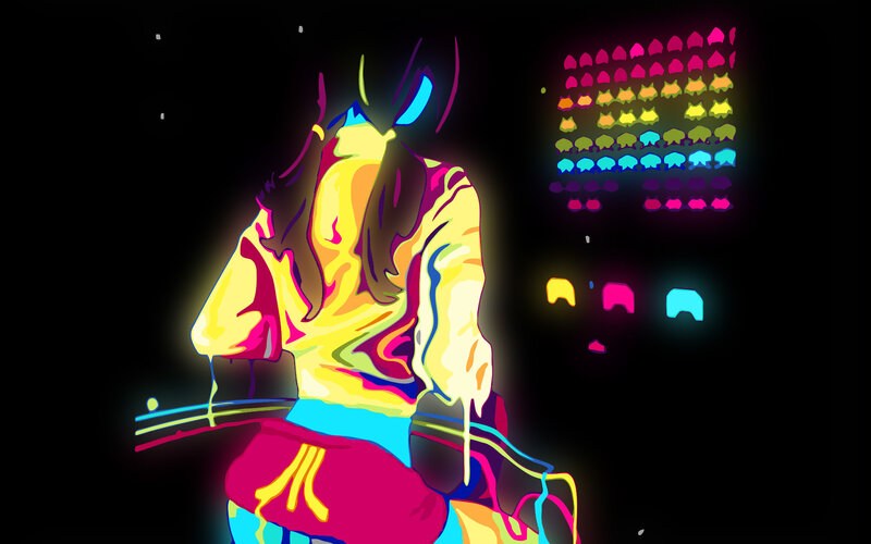 neon arcade gamer