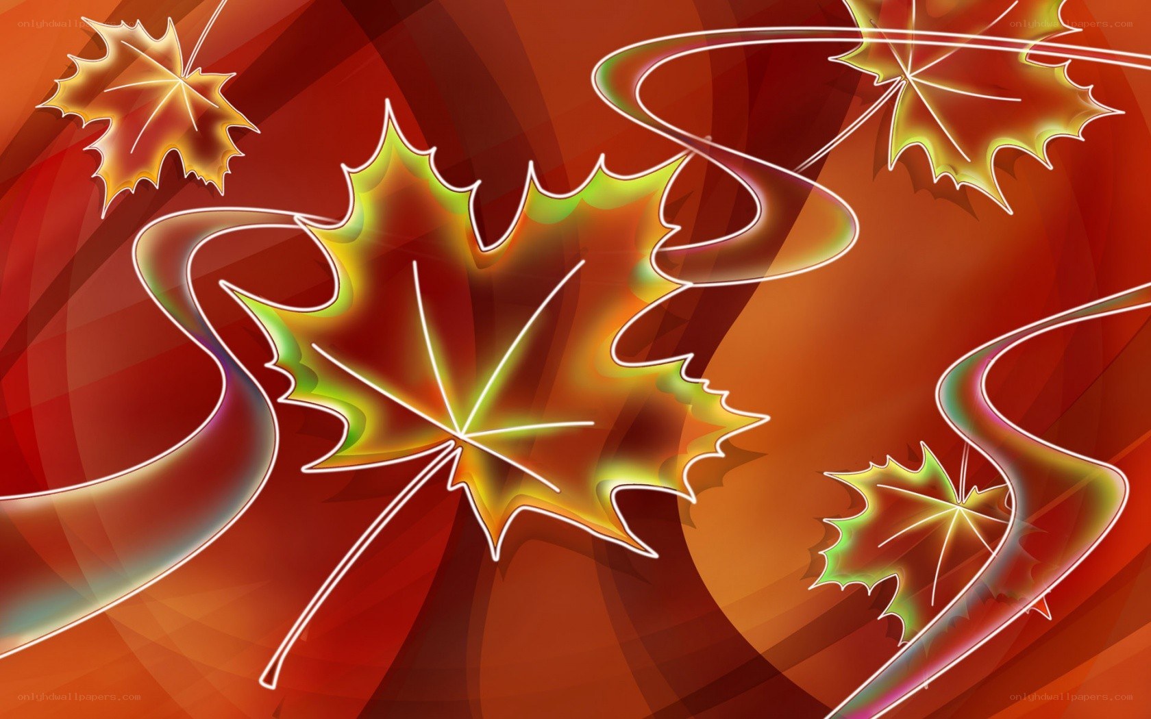 neon autumn leaves design