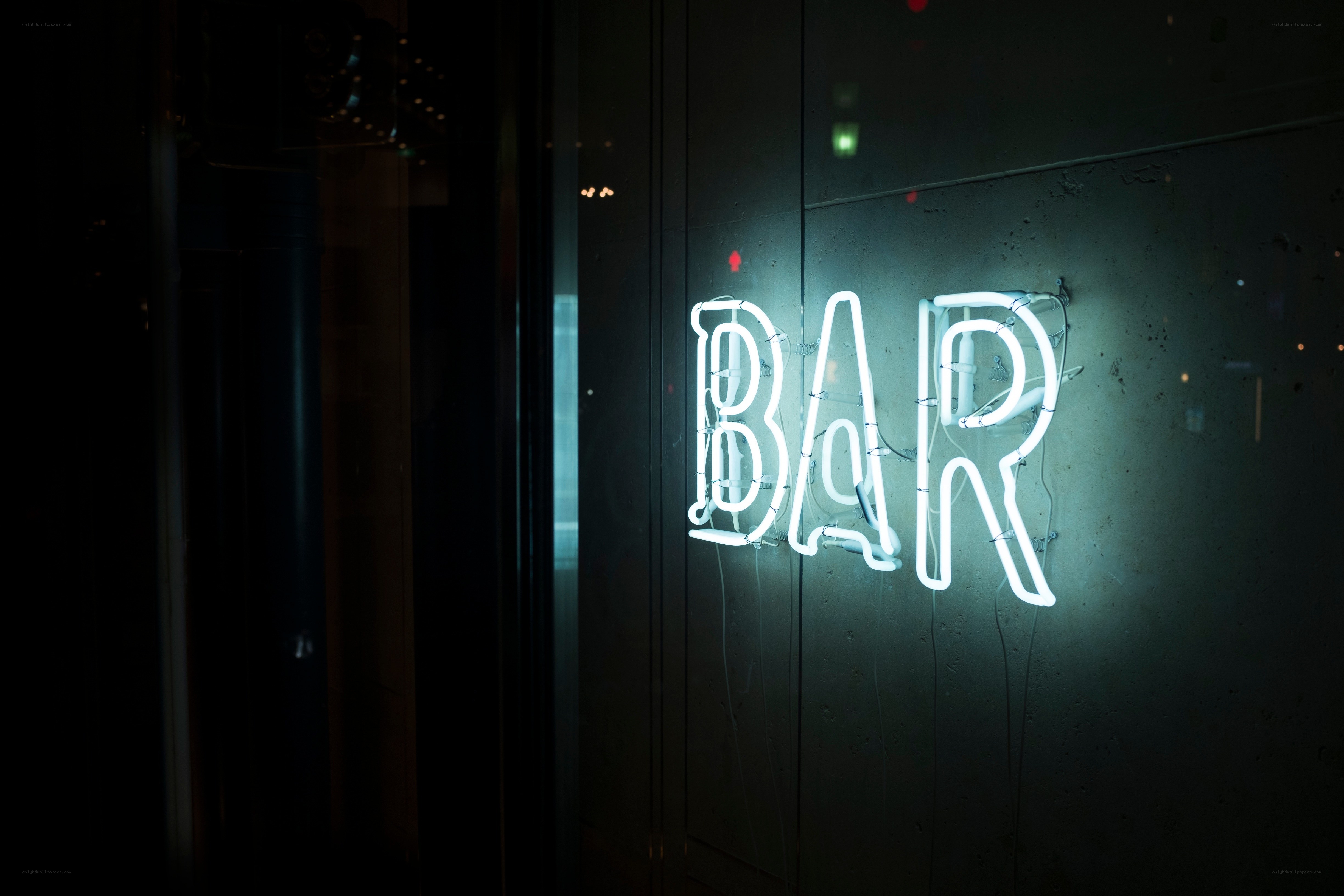 Neon bar sign at night