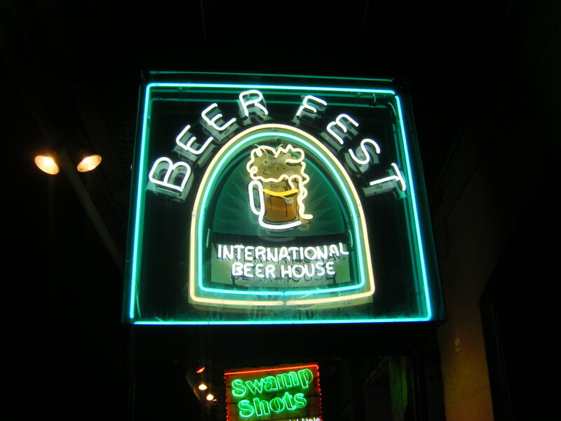 Neon Beer Fest sign at night