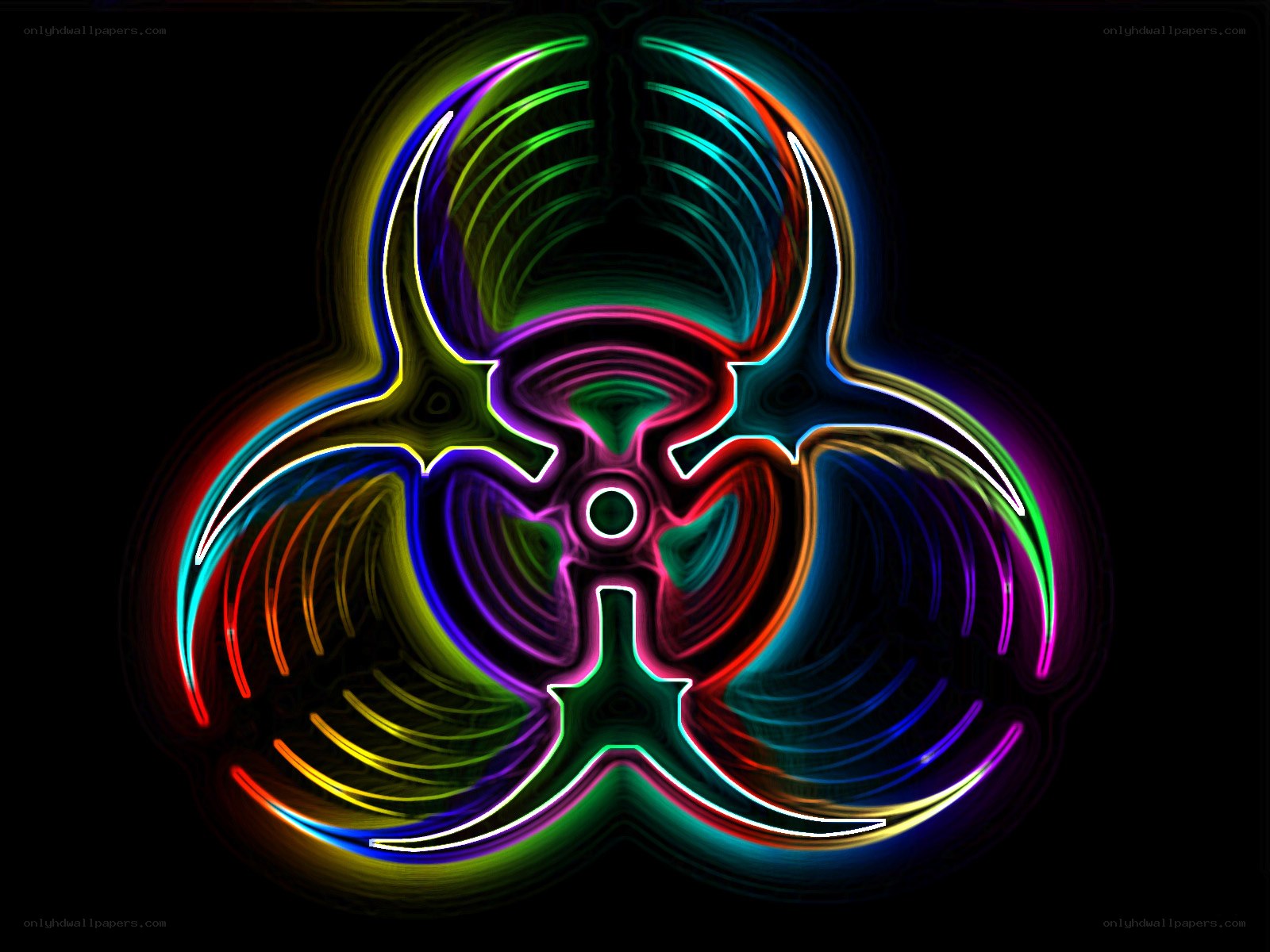 Neon biohazard symbol