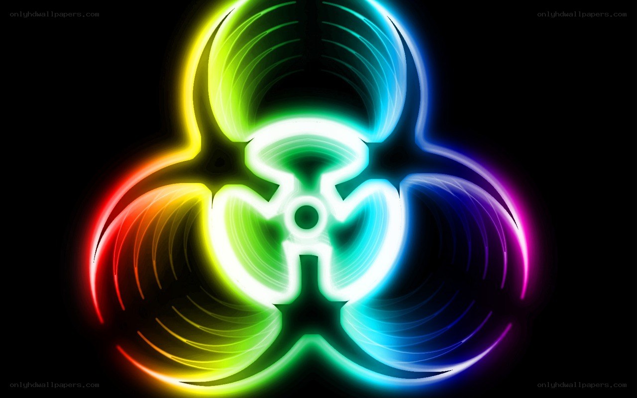 neon biohazard symbol