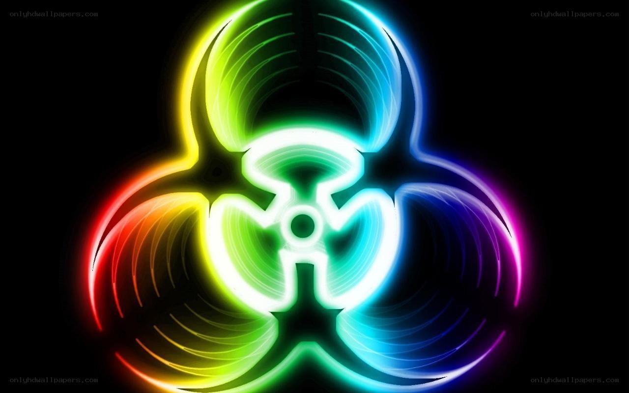 neon biohazard symbol