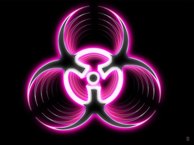neon biohazard symbol
