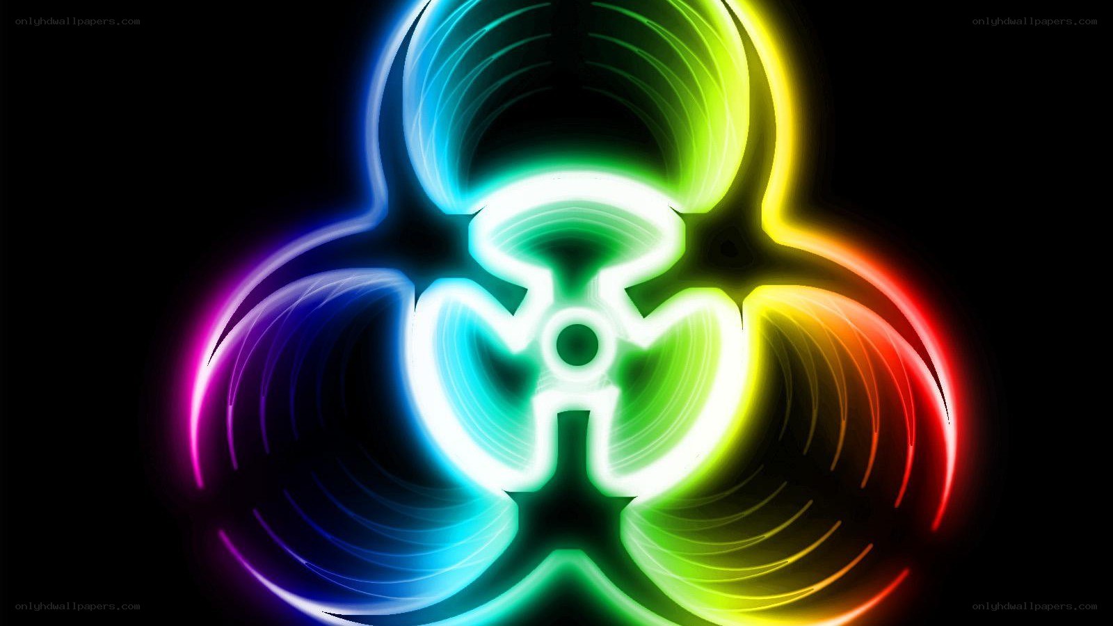neon biohazard symbol