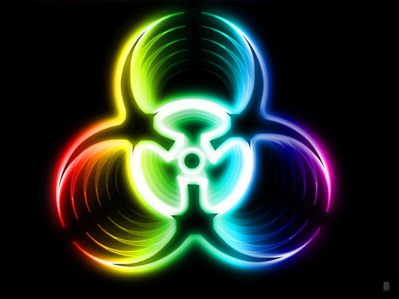 Neon Biohazard Symbol — Green, Glowing