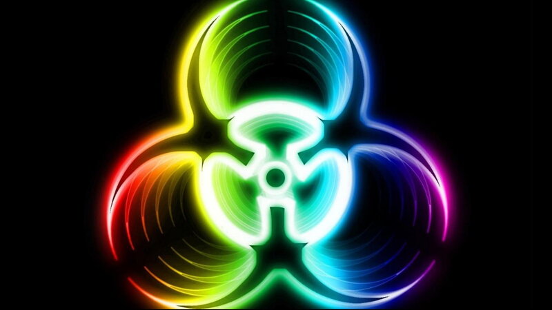 Neon Biohazard Symbol — Green