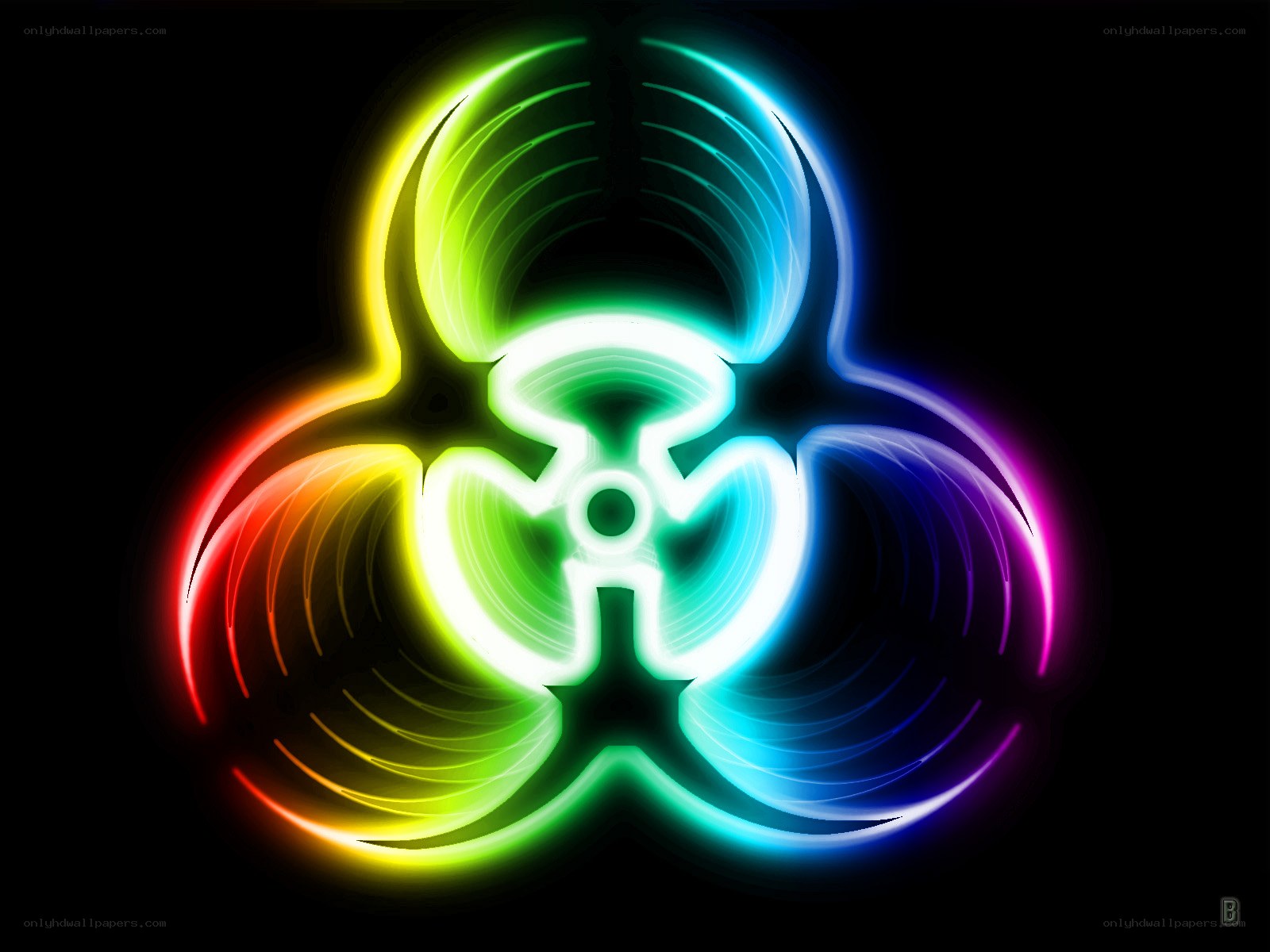 neon biohazard symbol