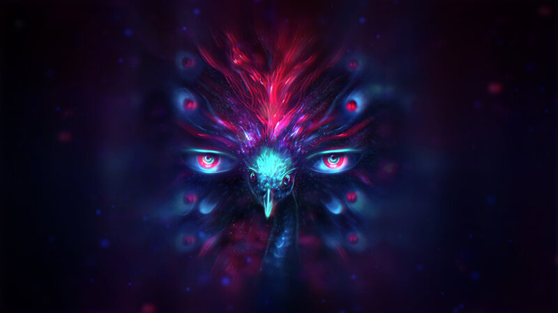 Neon Bird Head