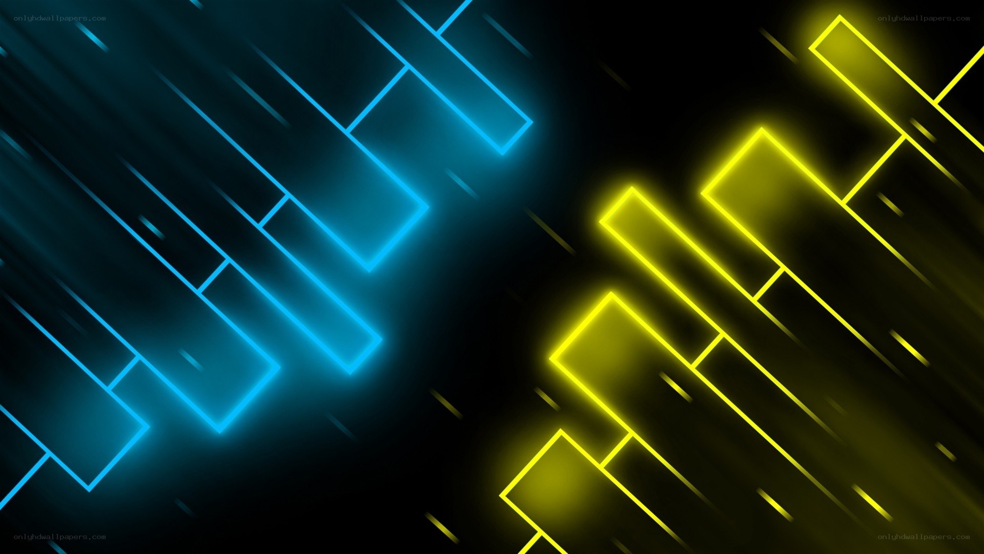 neon blue and yellow lines