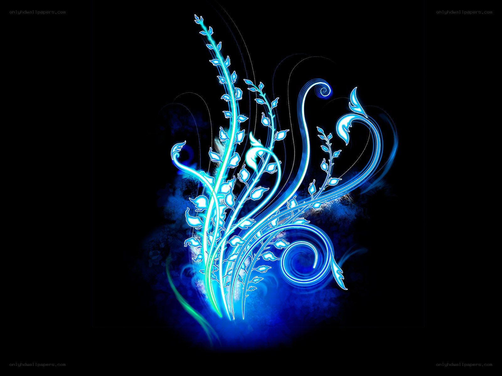 neon blue floral design