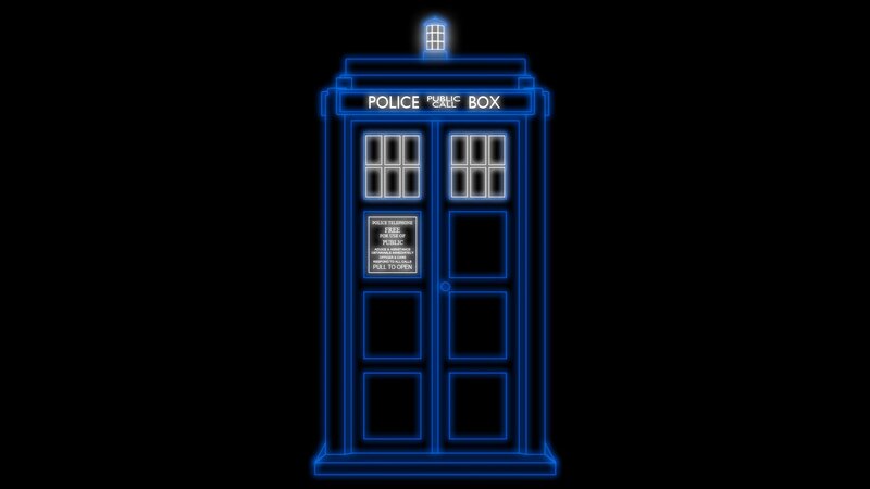 Neon Blue Police Box