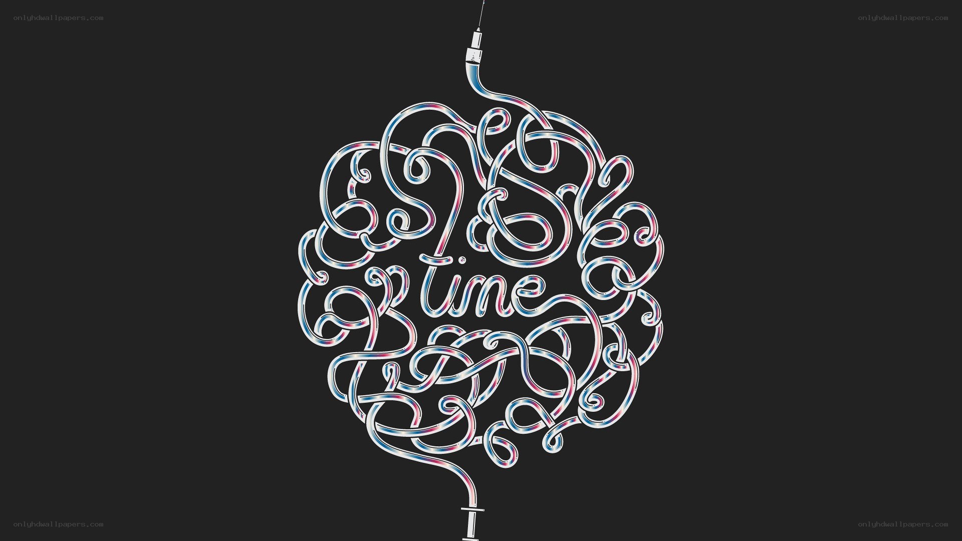 Neon brain with syringe