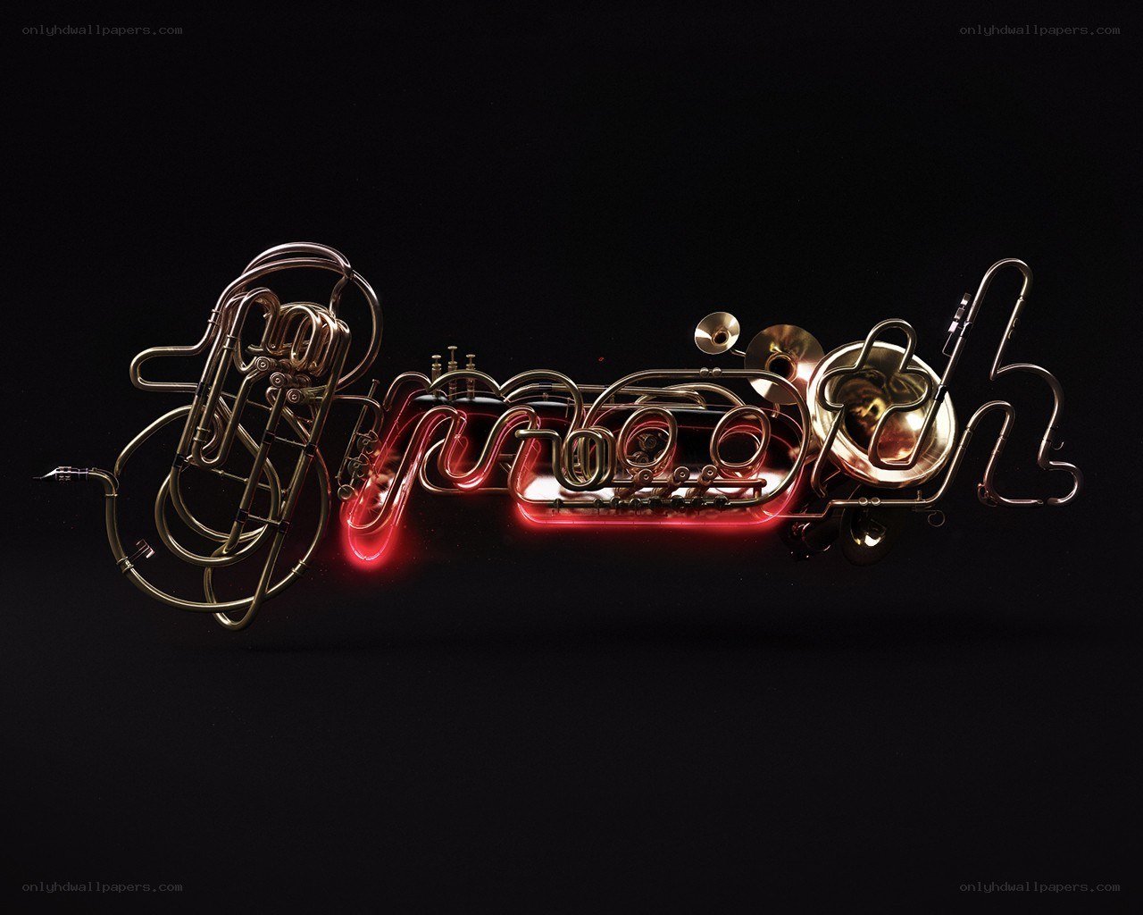 Neon brass instrument art