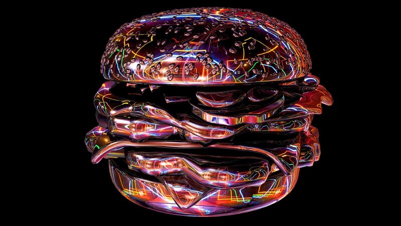 Neon Burger Sculpture — Black