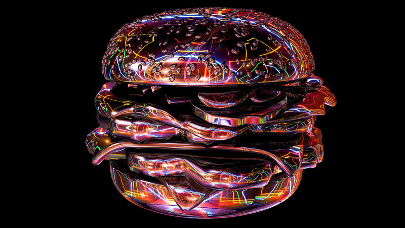 Neon Burger Sculpture