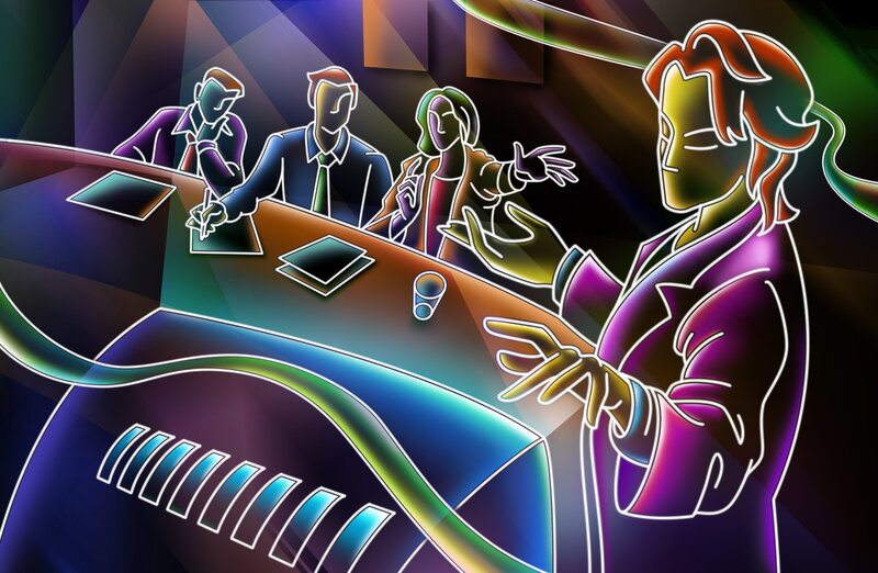 Neon business meeting illustration