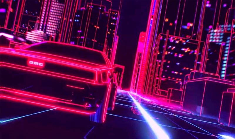 Neon Car in City