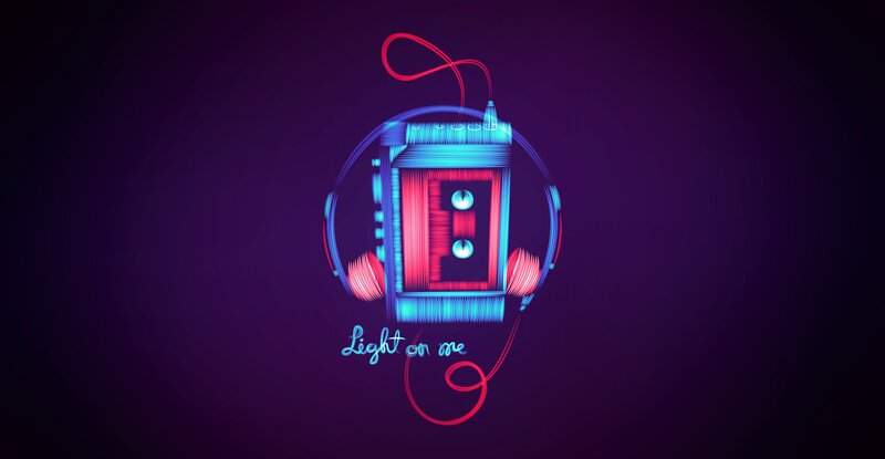 Neon Cassette Player