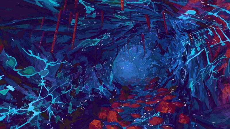 neon cave tunnel