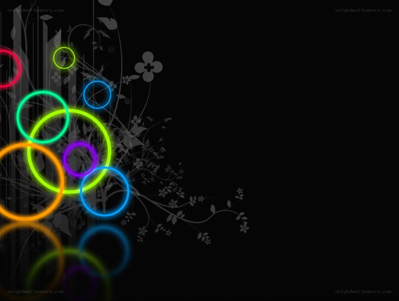 neon circles and floral design