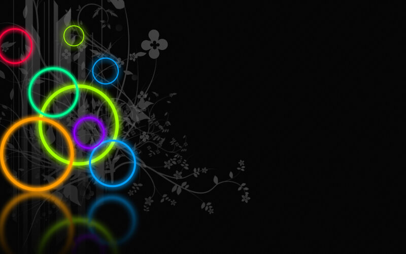 Neon Circles and Vines — Black