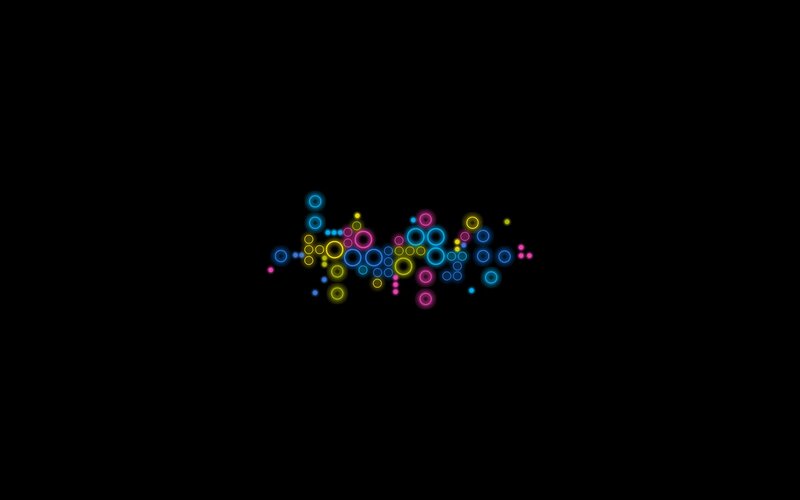 Neon Circles on Black — Blue, Calm