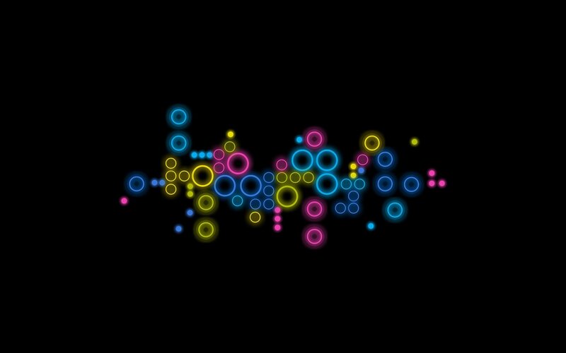 Neon Circles on Black — Blue, Vibrant