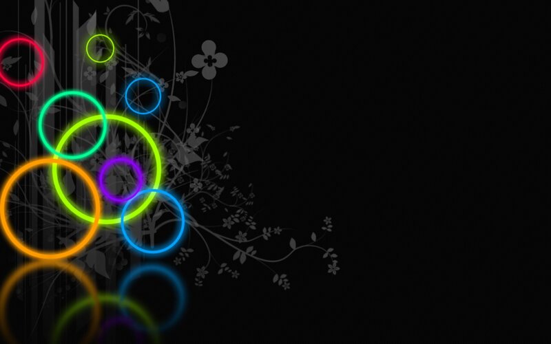 Neon Circles on Black — Calm