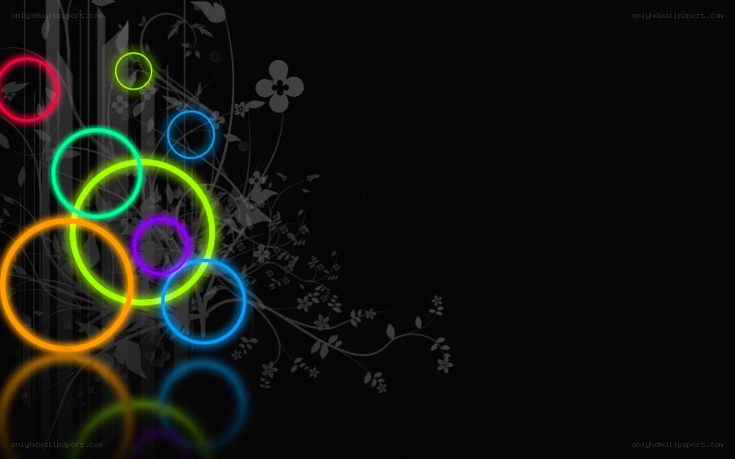 neon circles with floral design