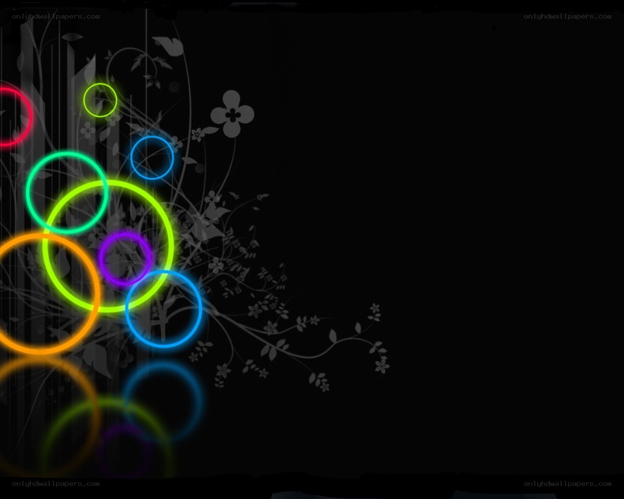 neon circles with floral design