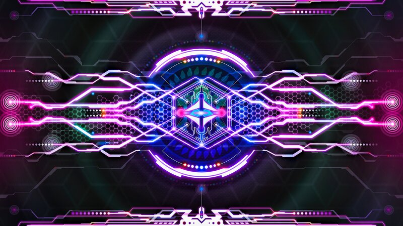 Neon Circuit Design — Purple
