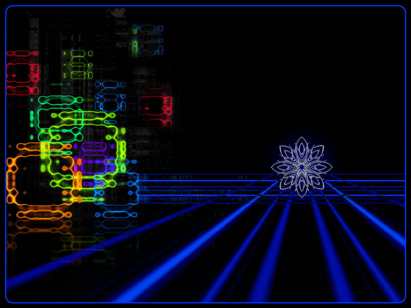 neon circuit grid with snowflake