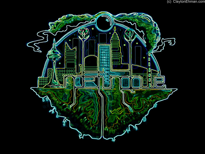 neon cityscape design
