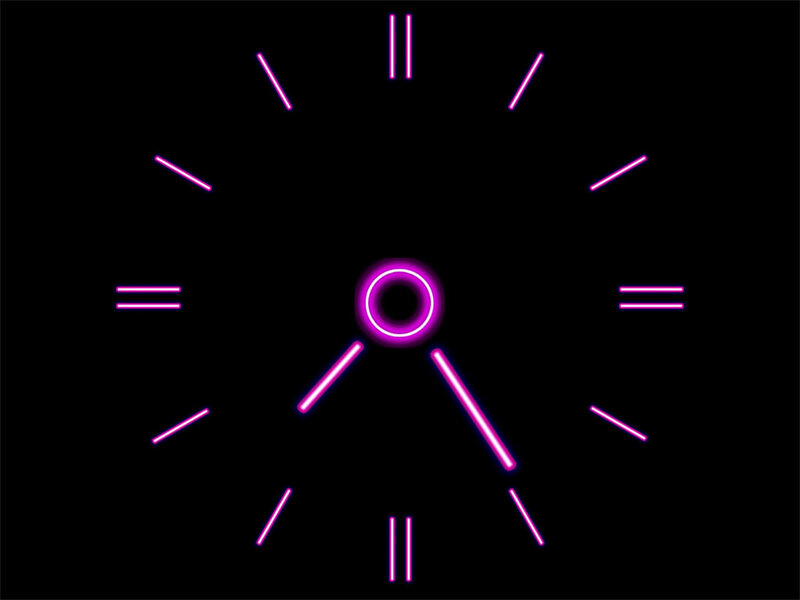 neon clock face
