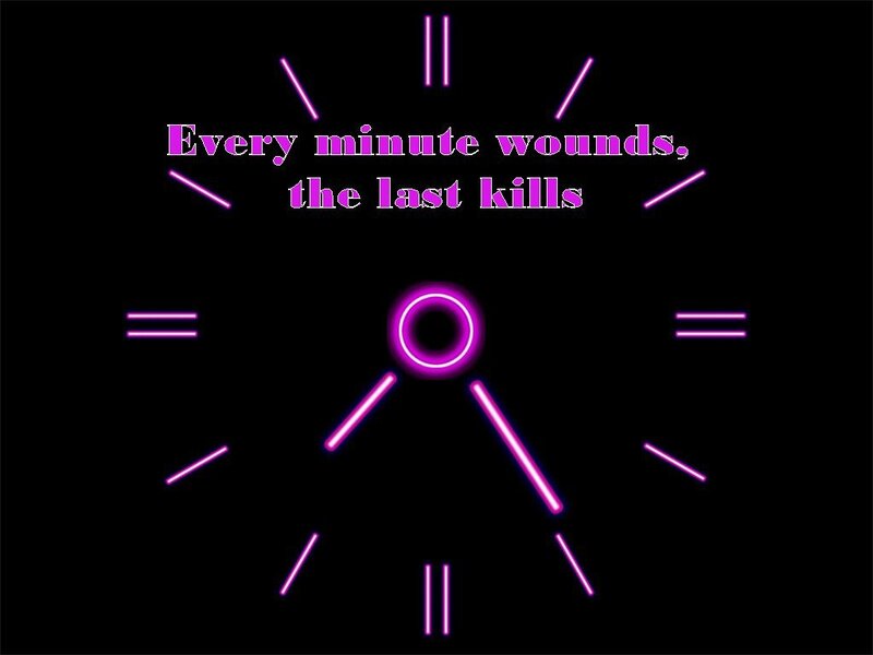 Neon clock with quote