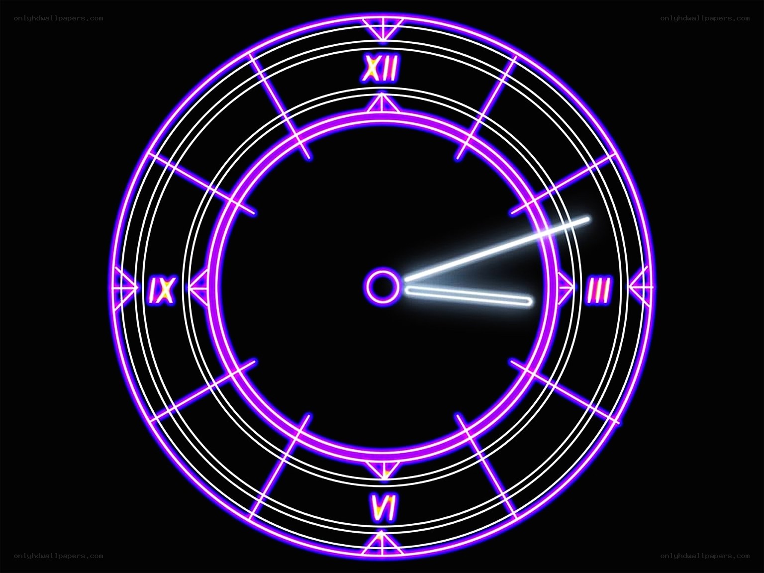 neon clock with roman numerals