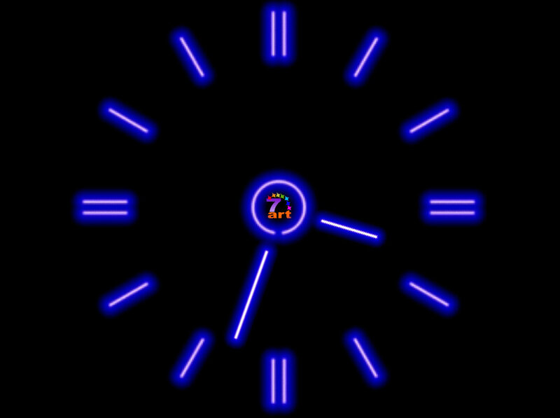 Neon clock with watermark