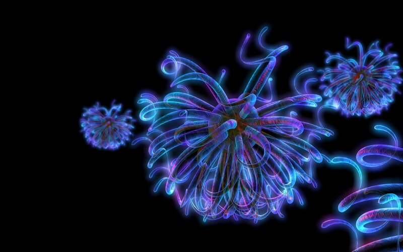Neon coral-like structures