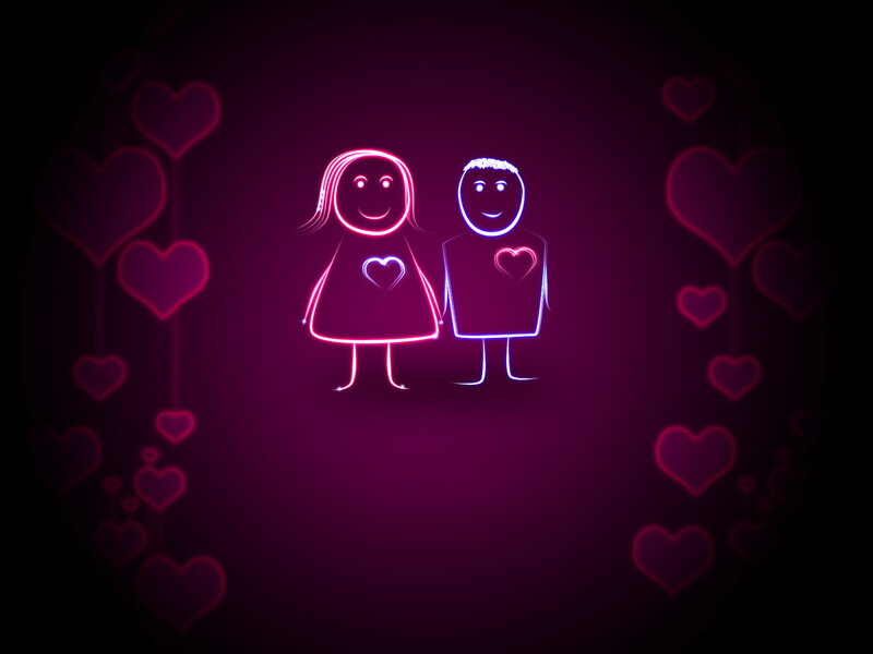 Neon Couple Holding Hands — Purple, Romantic, Night
