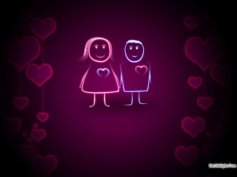 Neon Couple Holding Hands — Purple