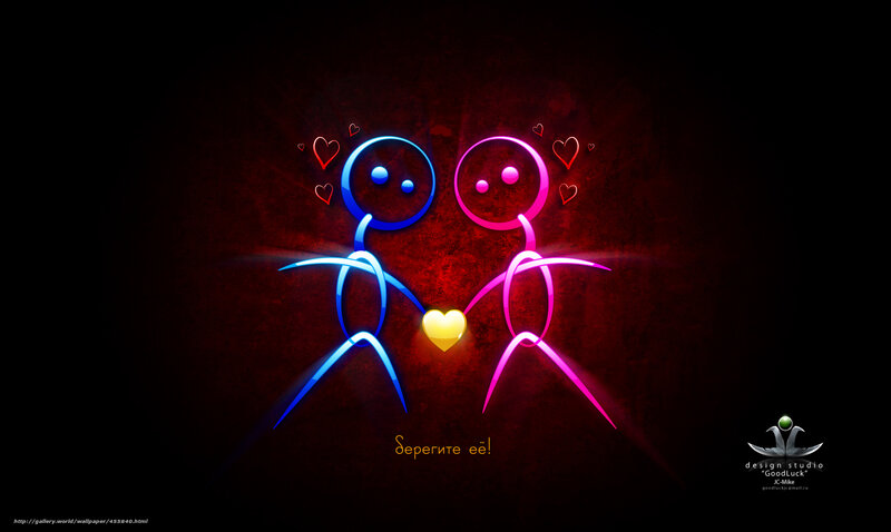 Neon couple holding heart