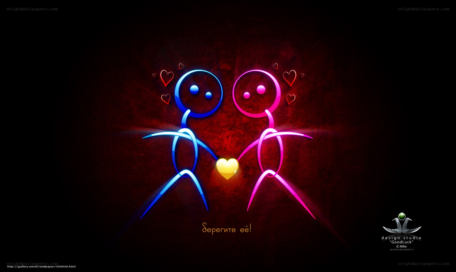 Neon couple holding heart