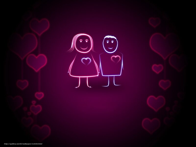 neon couple with hearts