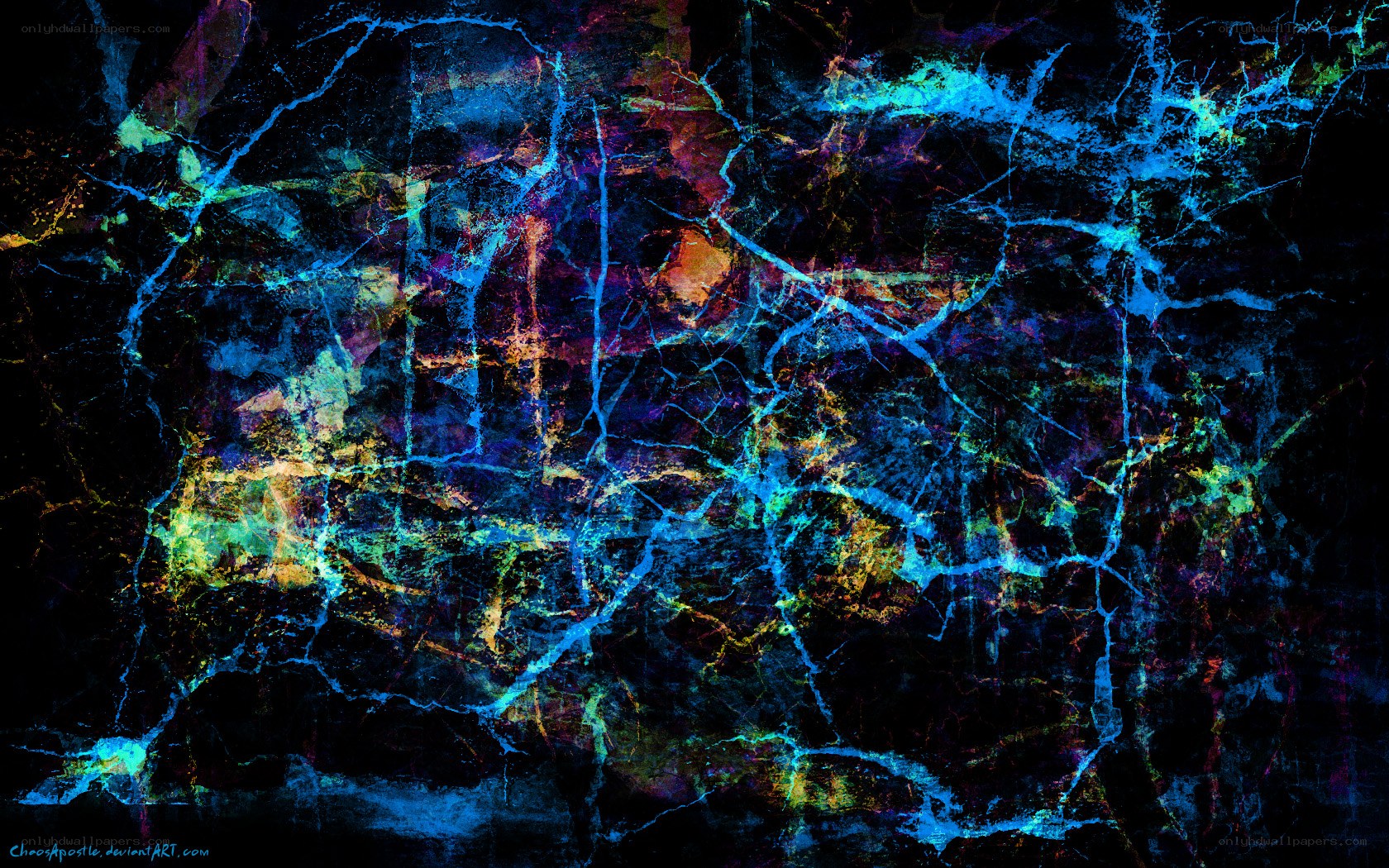 neon crackle abstract art