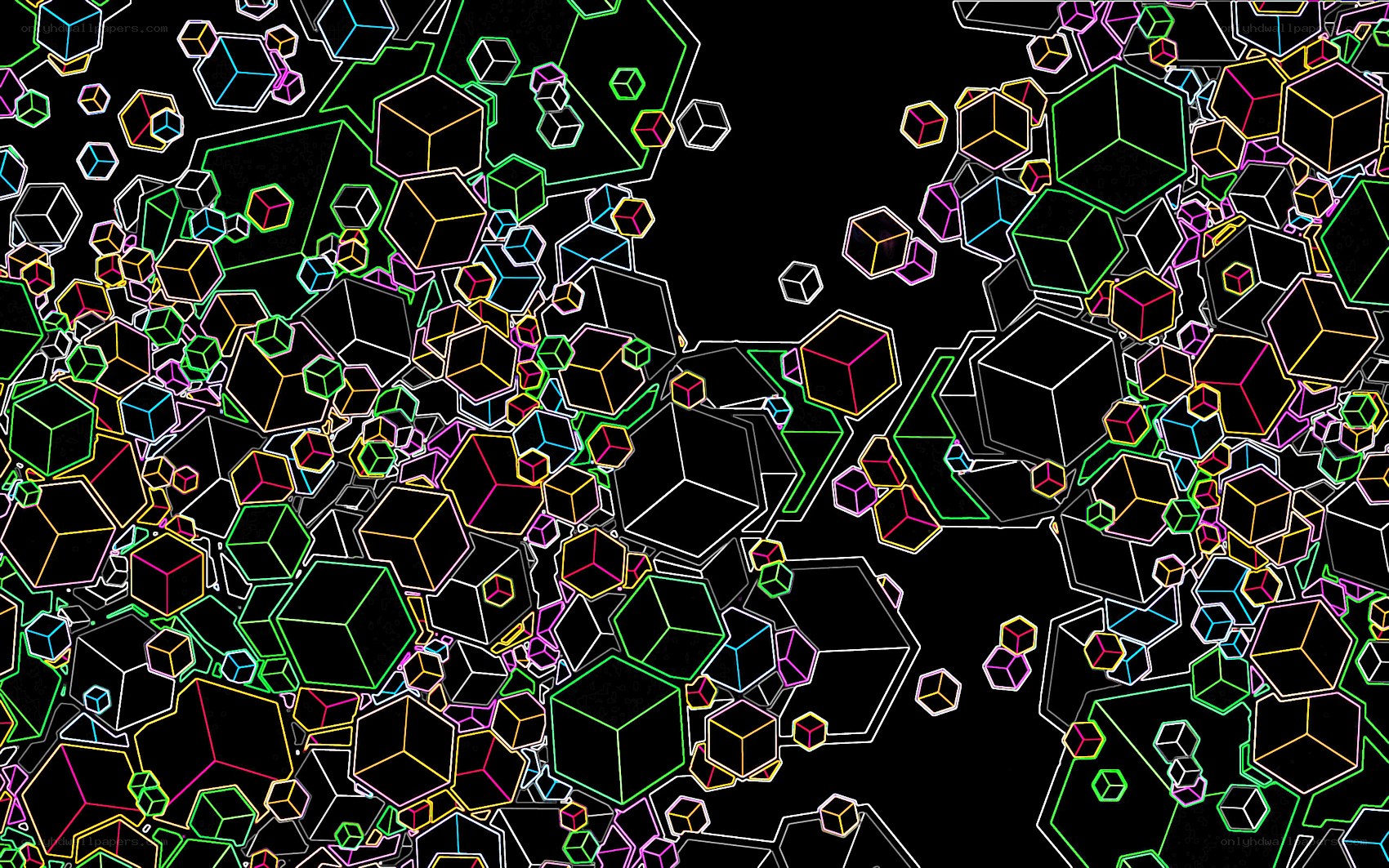 Neon cube abstract art