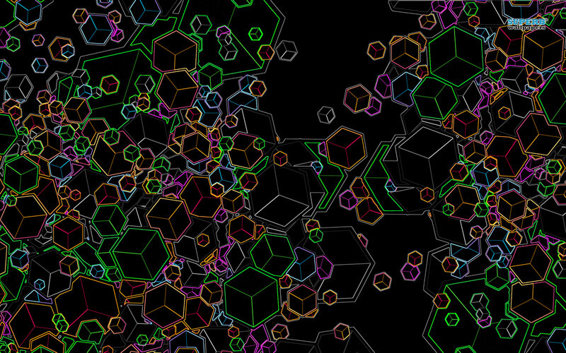 Neon Cubes on Black