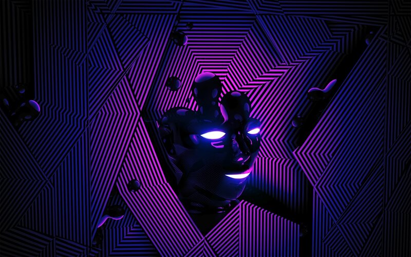 neon cybernetic head