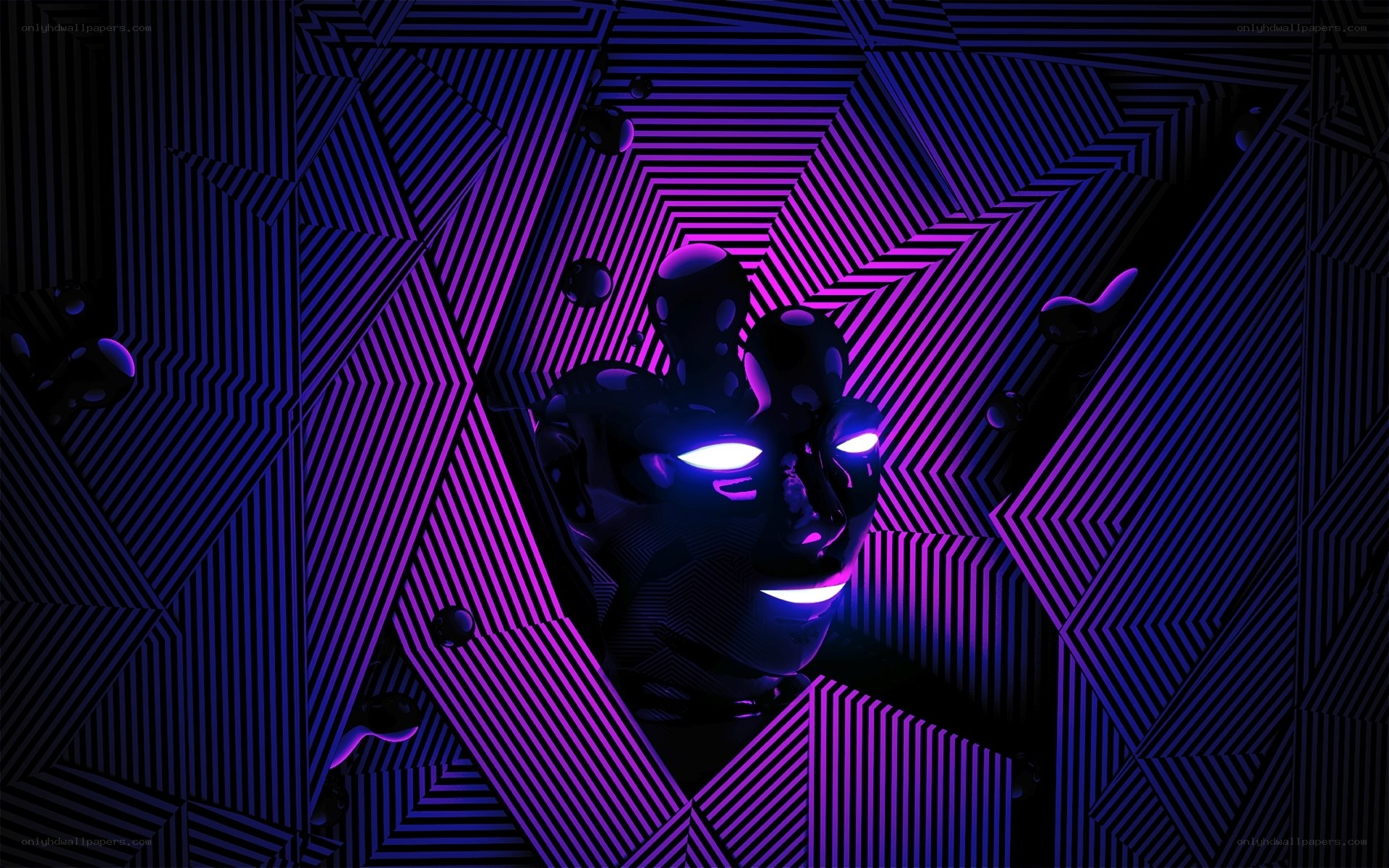 neon cybernetic head